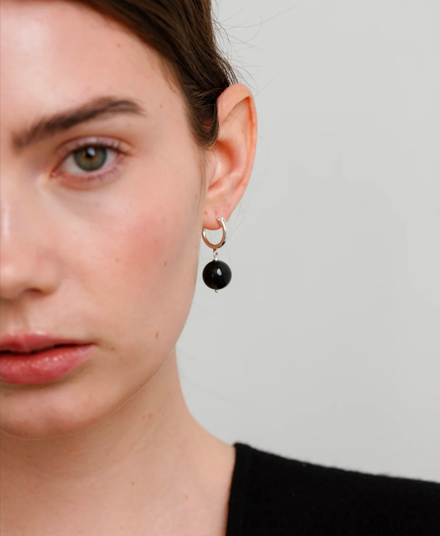 Boule Hoops Black Tourmaline