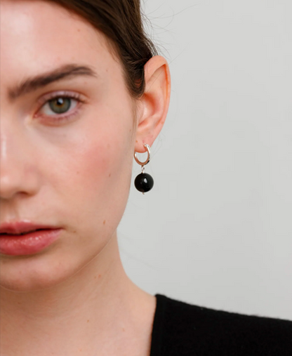Boule Hoops Black Tourmaline