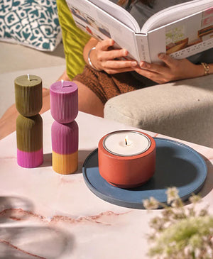 Colour Block Pillar Candle, Assorted