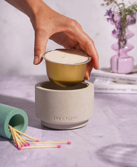 Refillable Concrete Candle, Amber Smoke