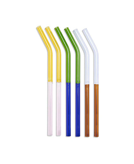 Two-Tone Borosilicate Glass Straws, S/6