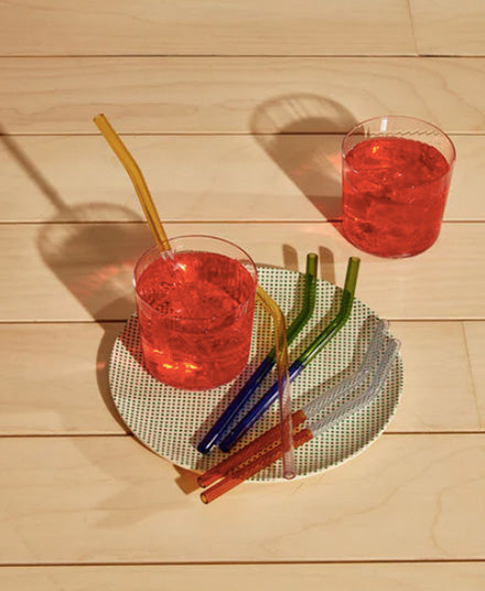 Two-Tone Borosilicate Glass Straws, S/6