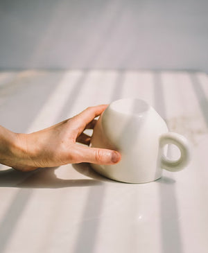 Porcelain Mug, Yawning Face