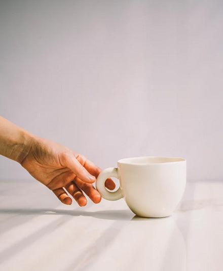 Porcelain Mug, Yawning Face