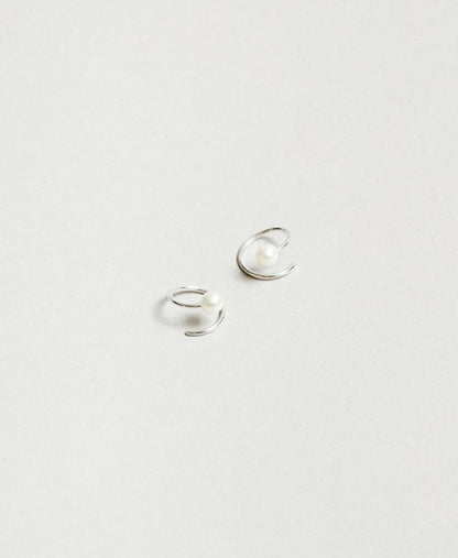 Swirl Pearl Earrings, Silver