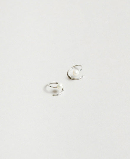 Swirl Pearl Earrings, Silver