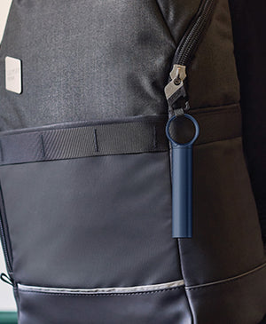 Navy Charger, Hanging on a backpack