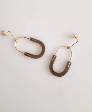 Small Harmonious Earrings, Brown