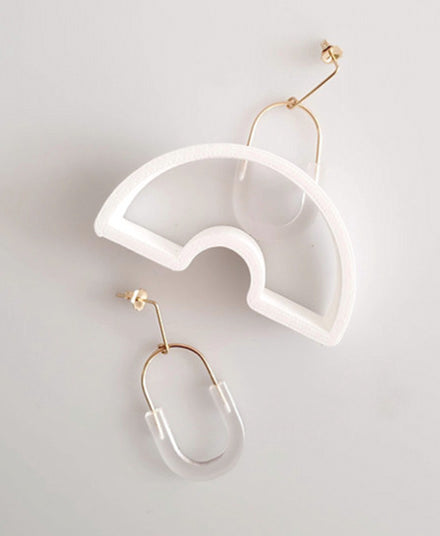 Small Harmonious Earrings, White